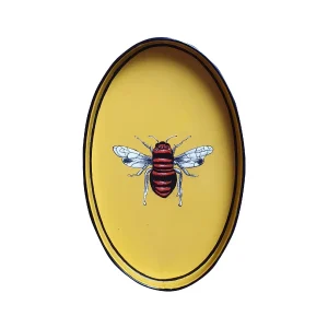 Metal Tray Oval Yellow Bee