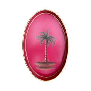 Metal Tray Oval Palm Pink