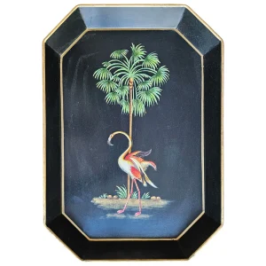 Metal Tray Black Flamingo