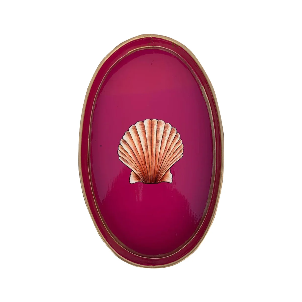 Metal Tray Oval Shell Fuchsia