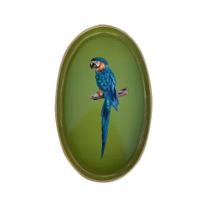 Metal Tray Oval Parrot Green