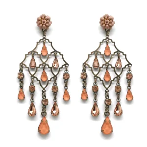 Earring Vintage Chandelier Peche
