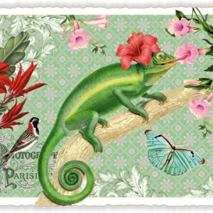 Carte Postale Chamäleon Fleur